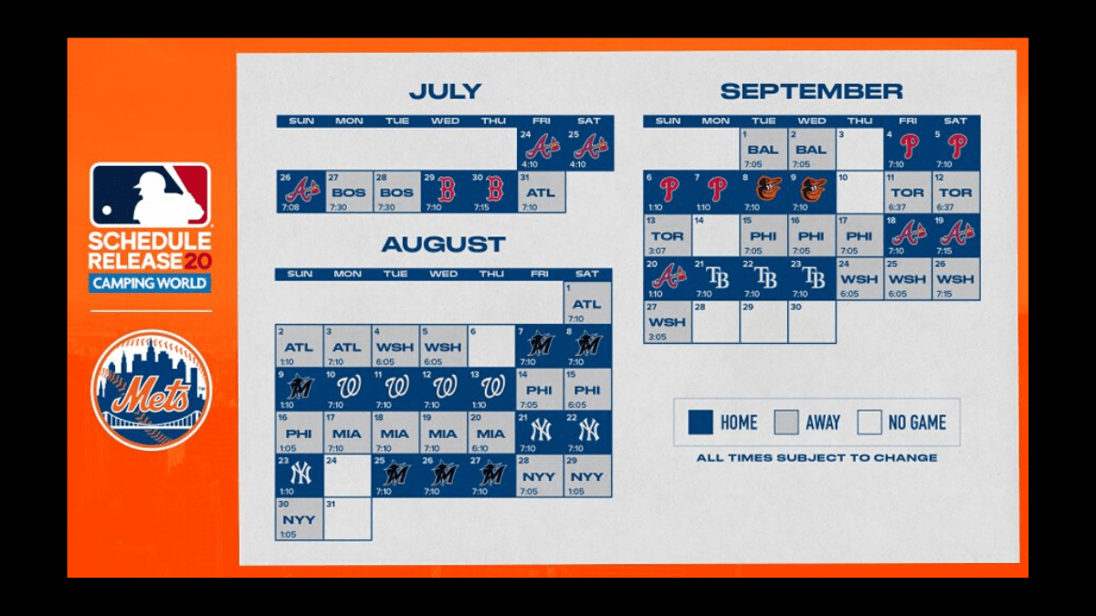 2020 New York Mets 60-Game Schedule - Slackie Brown Sports &amp; Culture